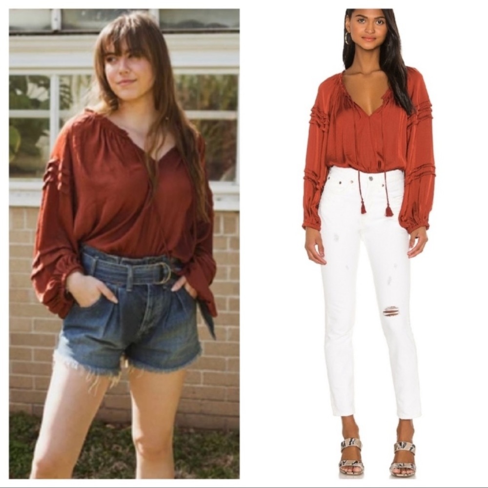 Free People All Tucks Bodysuit Oversized Rust